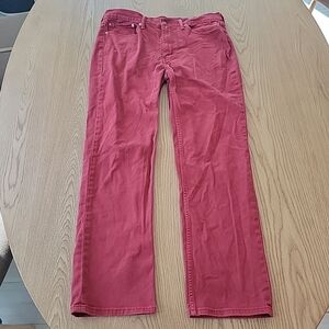 Levis 514 Mens 36x34 Red Straight Leg 5 Pocket Jeans White Tab Dark Wash (38x32)